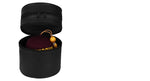 MASONIC FEZ CASE - IMITATION BLACK LEATHER WITH SILVER SOLID HANDLE & 2 COMPARTMENTS