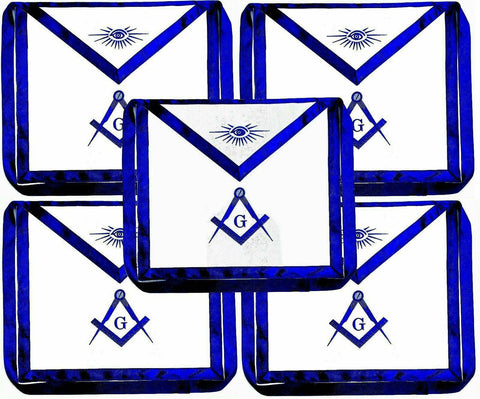 5 Masonic Regalia Blue Lodge Master Mason Apron with Square Compass - 10Code