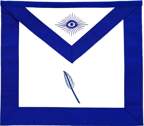 Assistant Secretary Blue Lodge Officer Apron - Machine Embroidery-10CODE