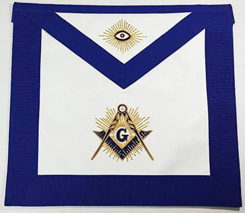 Blue Lodge Hand Embroidered Masonic Master Mason Apron Gold Thread & Bullion - Zest4Canada 