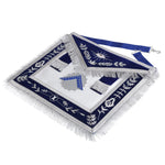Worshipful Master Blue Lodge Officer Apron - Navy Blue With Silver Fringe-10CODE