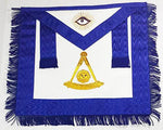 Masonic Hand Embroidered Blue Lodge Past Master Apron With Gold Bullion & Blue Fringe - 10CODE