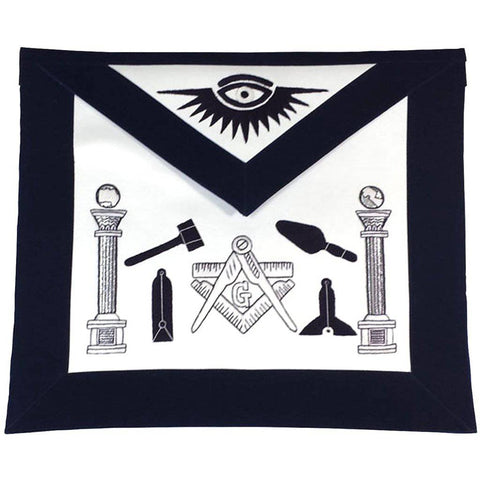 Masonic Apron - Hand Embroidered Tools Navy Blue Apron - 10Code