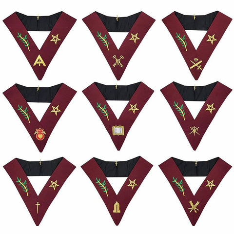 Masonic Blue Lodge 14th Degree Collars- Set of 9 collars Machine Embroidered - Zest4Canada 