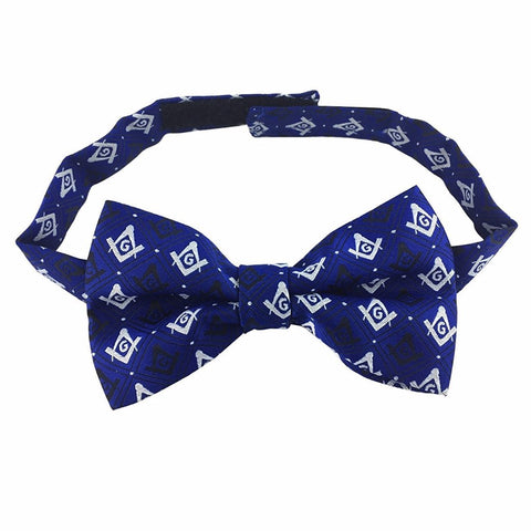 Masonic Regalia 100% Silk woven Bow Tie with Square Compass & G Blue - Zest4Canada 
