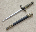 Square Compass Brass Masonic Sword Knife Snake Flaming Blade / Black Scabbard 15.5" - Zest4Canada 