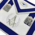 Blue Lodge Master Mason Set Silver Fringe (Apron, Collar and Cuffs)-1