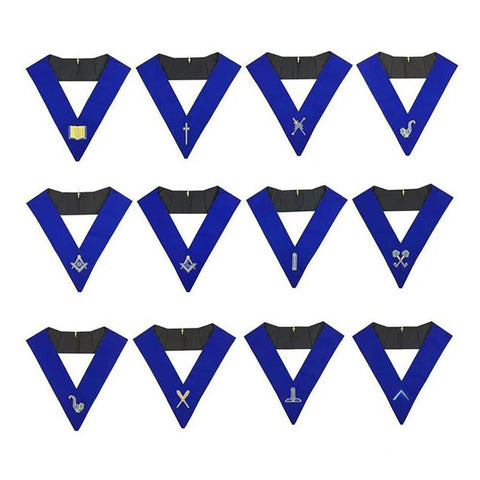 Masonic Blue Lodge Officers Collars – 12 PCS Set-10CODE
