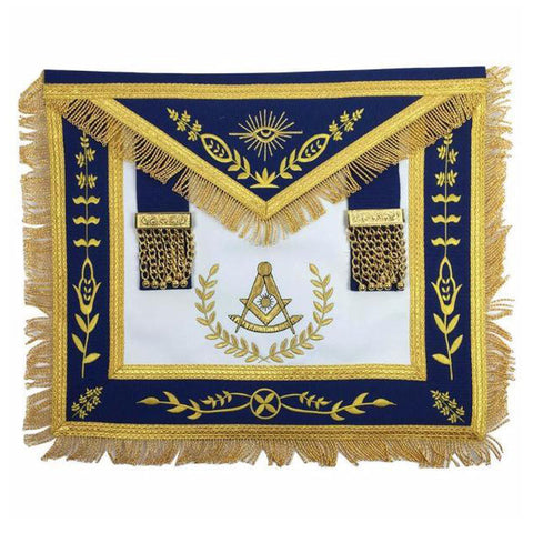 Blue Lodge Past Master Apron Blue Gold – Machine Embroidered-