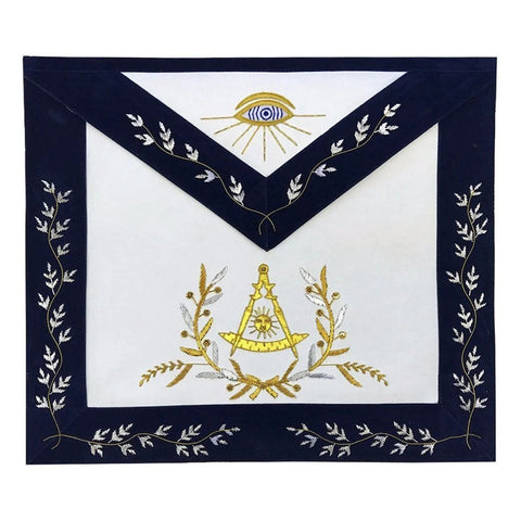 Past Master Apron With Emblem Navy – Hand Embroidered-10CODE