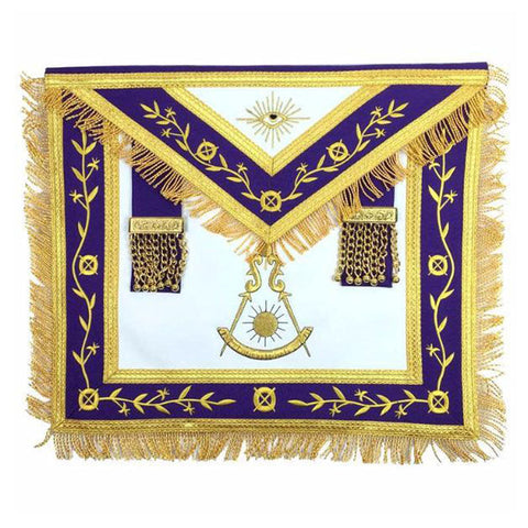 Blue Lodge Past Master Leather Apron Purple – Machine Embroidered-10CODE