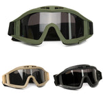 JSJM Military Tactical Goggles CS Airsoft Windproof Shooting Glasses HD 3 Lens Motocross Motorcycle Mountaineering Safe Glasses