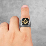 Retro Freemason Symbol Simple Charm Stainless Steel Mens Rings Masonic Templar for Male Biker Jewelry Creativity Gift Wholesale