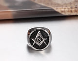 Heavy Men Masonic Rings Stainless Steel Wedding Bands Friendship Free-Mason Jewelry R369G