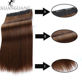 XUANGUANG Synthetic Curly Hair 24 Inches 5 Clip-on Hair Extension Wig Wavy Hairstyle Natural Curly Hair Straight Hair Women