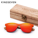 KINGSEVEN Polarized Sunglasses For Men UV400 Bamboo Zebra Women Sun Glasses Brand Wood Eyewear Square Multicolor Lens Eyeglasses