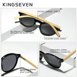 KINGSEVEN Brand Fashion 100%Handmade Natural Bamboo Men Sunglasses Round Polarized Sun Glasses Women UV400 Mirror Eyewear