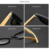 Brand Bamboo Leg Polarized Sunglasses men Classic Square goggle Fashion Retro Female sun glasses Oculos De Sol UV400