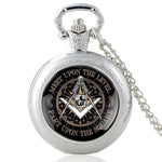 Classic Masonic Design Vintage Quartz Pocket Watch Men Women Glass Dome Freemasonry Pendant Necklace Hours Clock