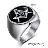 Heavy Men Masonic Rings Stainless Steel Wedding Bands Friendship Free-Mason Jewelry R369G