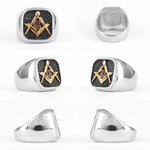 Retro Freemason Symbol Simple Charm Stainless Steel Mens Rings Masonic Templar for Male Biker Jewelry Creativity Gift Wholesale