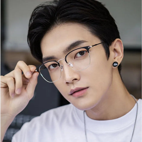 2021 Fashion unisex square Plain glasses for men women Metal frame glasses for party eyeglasses Gentle Black eyebrow frame