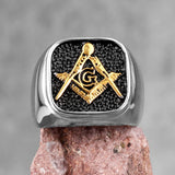 Retro Freemason Symbol Simple Charm Stainless Steel Mens Rings Masonic Templar for Male Biker Jewelry Creativity Gift Wholesale