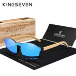 KINGSEVEN Brand Fashion 100%Handmade Natural Bamboo Men Sunglasses Round Polarized Sun Glasses Women UV400 Mirror Eyewear