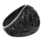 Master Mason Freemason Men's black Free Mason Stainless Steel Masonic Ring