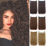 XUANGUANG Synthetic Curly Hair 24 Inches 5 Clip-on Hair Extension Wig Wavy Hairstyle Natural Curly Hair Straight Hair Women