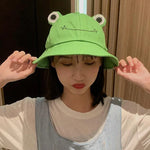 2021 New Parent-Kid Cartoon Frog Bucket Hat Panama Fishing Cap Cute Froggy Hat Homme Femme Bob Chapeau Outdoor Sun Fisherman Hat