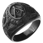 Master Mason Freemason Men's black Free Mason Stainless Steel Masonic Ring