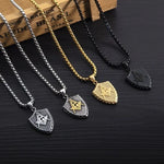 Classic Fashion Vintage Masonic Shield Pendant Necklace for Men Women Street Casual Jewelry Accessories