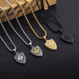 Classic Fashion Vintage Masonic Shield Pendant Necklace for Men Women Street Casual Jewelry Accessories