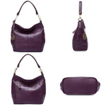 Zency Charm Purple Women Shoulder Bag 100% Genuine Leather Hobos Fashion Lady Messenger Crossbody Purse Elegant Female Handbag