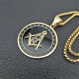 Hip Hop Stainless Steel Masonic Symbol Necklaces & Pendants For Women/Men Gold Color Free-mason Fashion Jewelry Dropshipping