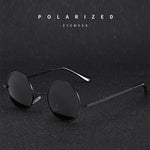 Retro Vintage Round Polarized Sunglasses Men Brand Designer Sun Glasses Women Alloy Metal Frame Black Lens Eyewear Driving UV400