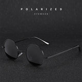 Retro Vintage Round Polarized Sunglasses Men Brand Designer Sun Glasses Women Alloy Metal Frame Black Lens Eyewear Driving UV400