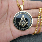 Hip Hop Stainless Steel Masonic Symbol Necklaces & Pendants For Women/Men Gold Color Free-mason Fashion Jewelry Dropshipping