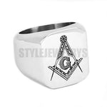 Black Gold Silver Color Masonic Ring Stainless Steel Jewelry Classic Freemasonry Mason Biker Men Ring SWR0009A