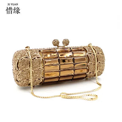 XIYUAN Gold Diamond Wedding Dress Bags Bridal Crystal Handbags Purses Metal Women Rhinestones Clutch Purse Designer Evening Bags