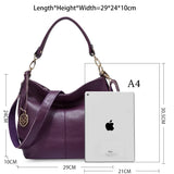 Zency Charm Purple Women Shoulder Bag 100% Genuine Leather Hobos Fashion Lady Messenger Crossbody Purse Elegant Female Handbag