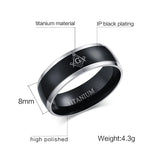 8mm Black Masonic Titanium Rings Men Male Jewelry Classic Freemasonry Wedding Bands