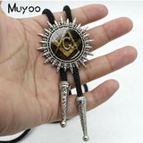 BOLO-0053 New Arrival Masonic Compass Neck Ties Sign Bolo Tie Glass Men Jewelry