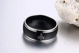 8mm Black Masonic Titanium Rings Men Male Jewelry Classic Freemasonry Wedding Bands