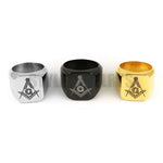 Black Gold Silver Color Masonic Ring Stainless Steel Jewelry Classic Freemasonry Mason Biker Men Ring SWR0009A