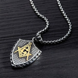 Classic Fashion Vintage Masonic Shield Pendant Necklace for Men Women Street Casual Jewelry Accessories