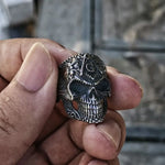 EYHIMD Heavy Metal Silver Color Free Mason Biker Skull Rings Men Punk Stainless Steel Ring Masonic Jewelry Gift for Him