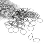 100 Pcs 6-20mm Polished Silver Color Keyring Stainless Steel Hole Key Ring Key Chain Round Line Keychain Connectors Findings