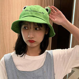 2021 New Parent-Kid Cartoon Frog Bucket Hat Panama Fishing Cap Cute Froggy Hat Homme Femme Bob Chapeau Outdoor Sun Fisherman Hat